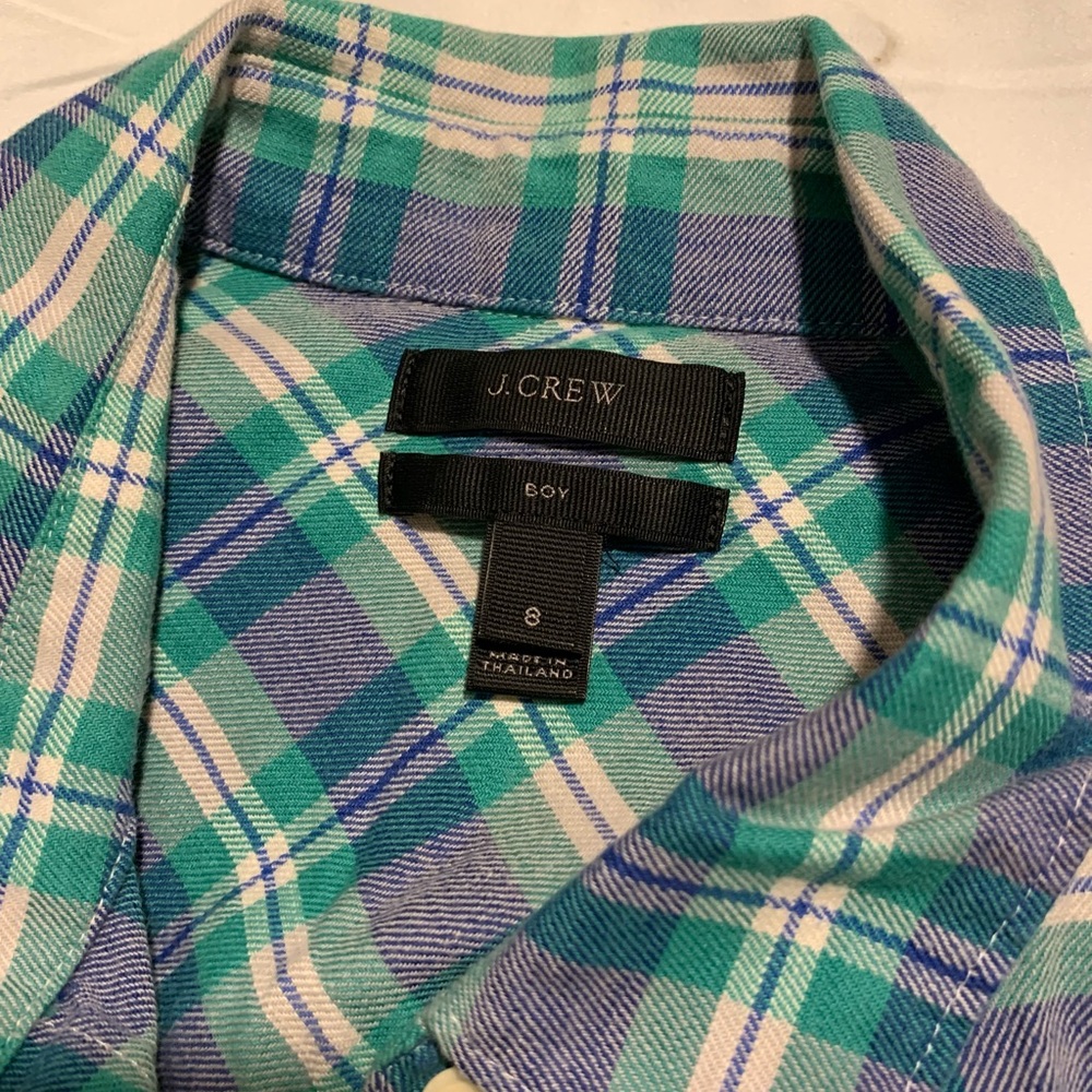 J. Crew Teal and Blue Plaid Shirt 100% cotton - Picture 2 of 3